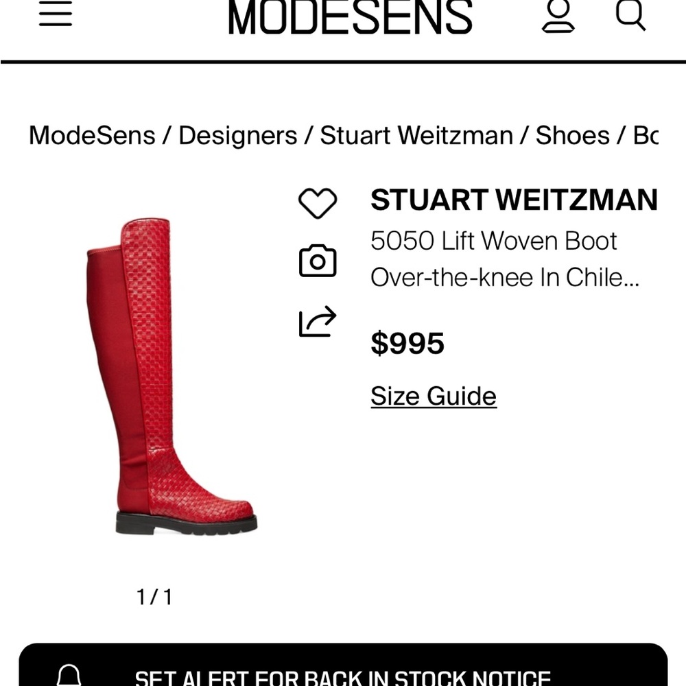 5050 Lift Woven Over-the-Knee Boots Chile Red Leather size 6